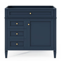 VanityFus 36-in Blue Bathroom Vanity Undermount 1 Soft Close Door 3 Drawers without Top Adjustable Shelves