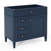VanityFus 36-in Blue Bathroom Vanity Undermount 1 Soft Close Door 3 Drawers without Top Adjustable Shelves