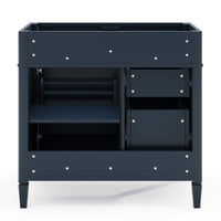 VanityFus 36-in Blue Bathroom Vanity Undermount 1 Soft Close Door 3 Drawers without Top Adjustable Shelves