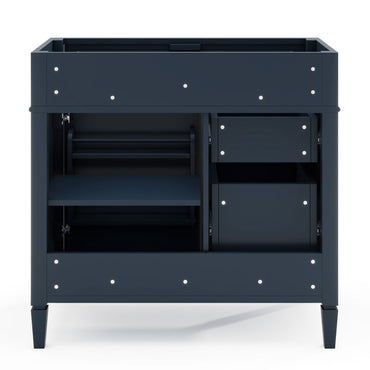 VanityFus 36-in Blue Bathroom Vanity Undermount 1 Soft Close Door 3 Drawers without Top Adjustable Shelves