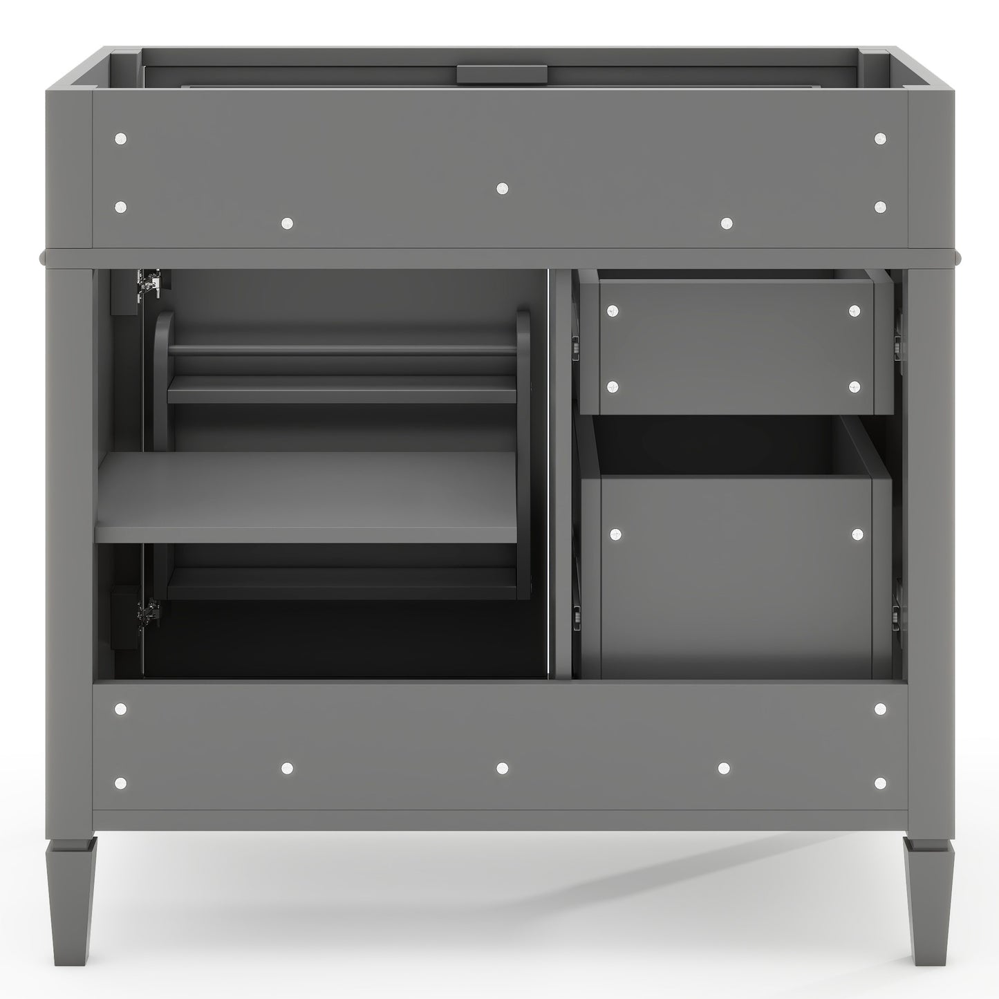VanityFus 36-in Gray Bathroom Vanity Undermount 1 Soft Close Door 3 Drawers without Top Adjustable Shelves