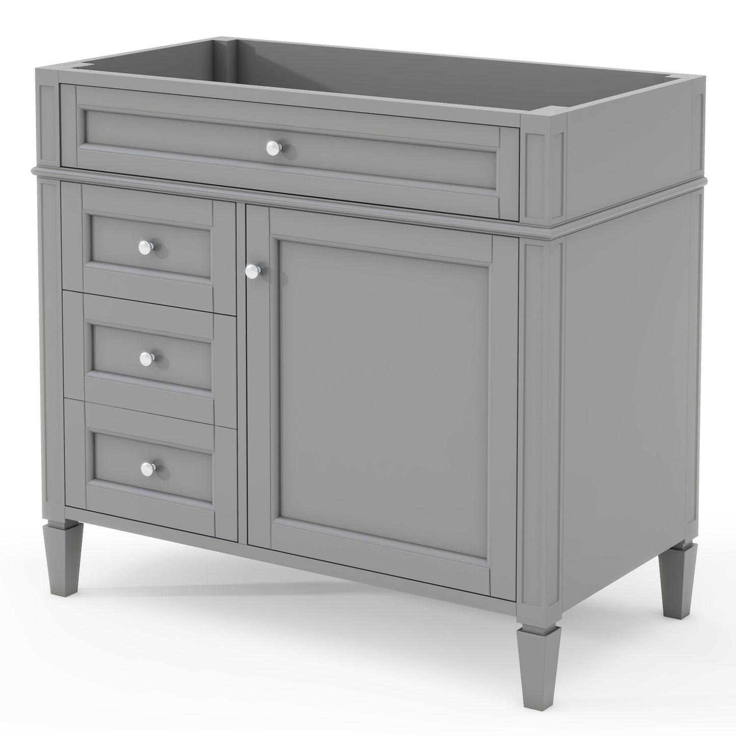 VanityFus 36-in Gray Bathroom Vanity Undermount 1 Soft Close Door 3 Drawers without Top Adjustable Shelves