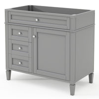VanityFus 36-in Gray Bathroom Vanity Undermount 1 Soft Close Door 3 Drawers without Top Adjustable Shelves