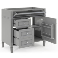 VanityFus 36-in Gray Bathroom Vanity Undermount 1 Soft Close Door 3 Drawers without Top Adjustable Shelves