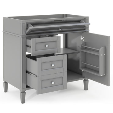 VanityFus 36-in Gray Bathroom Vanity Undermount 1 Soft Close Door 3 Drawers without Top Adjustable Shelves