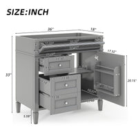 VanityFus 36-in Gray Bathroom Vanity Undermount 1 Soft Close Door 3 Drawers without Top Adjustable Shelves