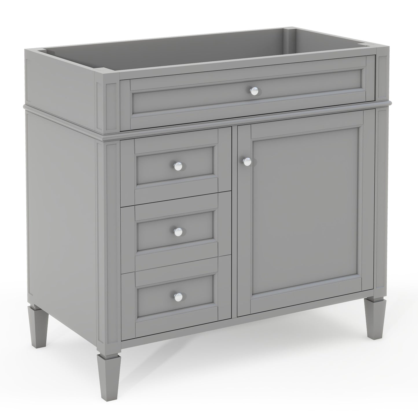 VanityFus 36-in Gray Bathroom Vanity Undermount 1 Soft Close Door 3 Drawers without Top Adjustable Shelves