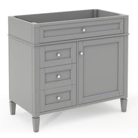 VanityFus 36-in Gray Bathroom Vanity Undermount 1 Soft Close Door 3 Drawers without Top Adjustable Shelves