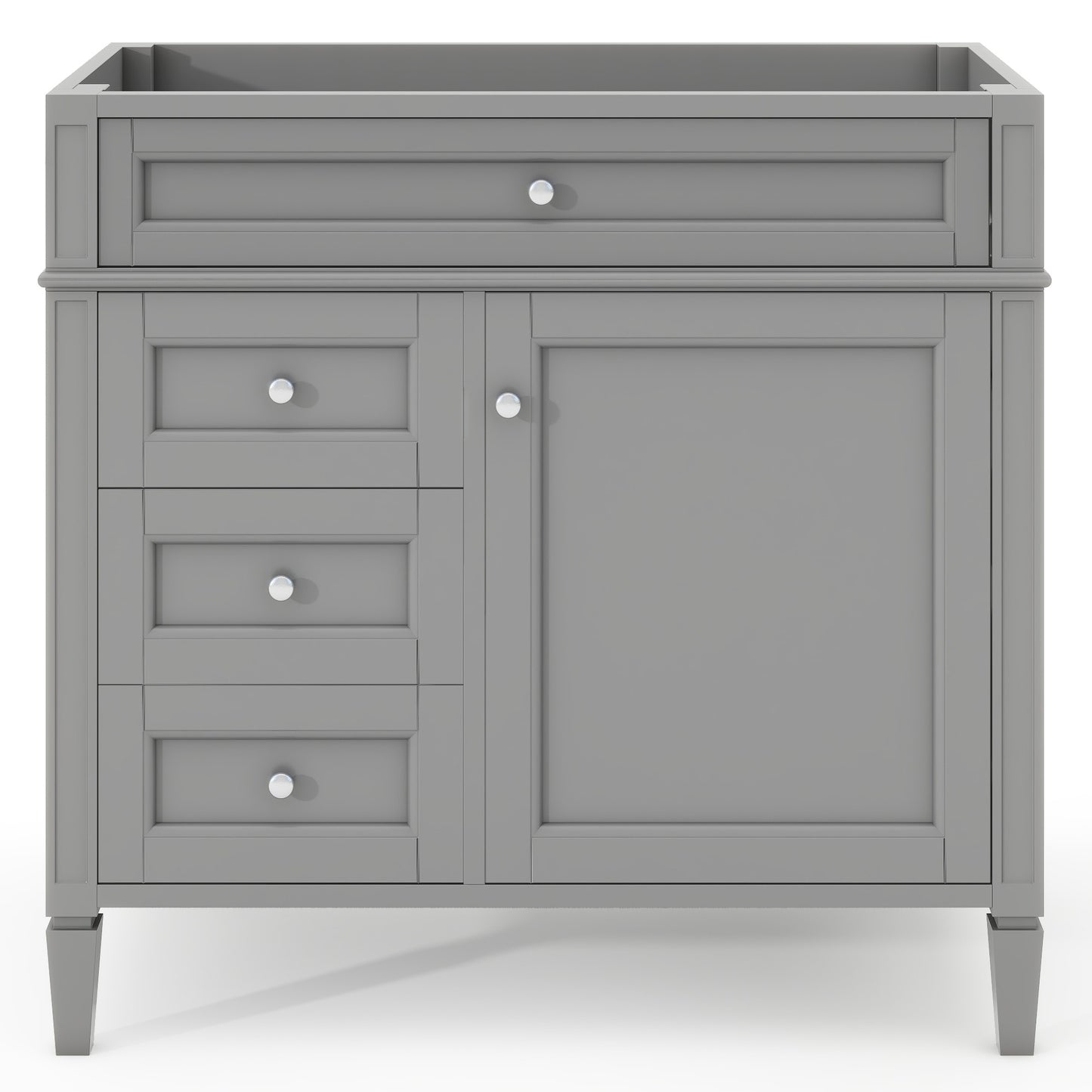 VanityFus 36-in Gray Bathroom Vanity Undermount 1 Soft Close Door 3 Drawers without Top Adjustable Shelves