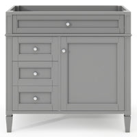 VanityFus 36-in Gray Bathroom Vanity Undermount 1 Soft Close Door 3 Drawers without Top Adjustable Shelves