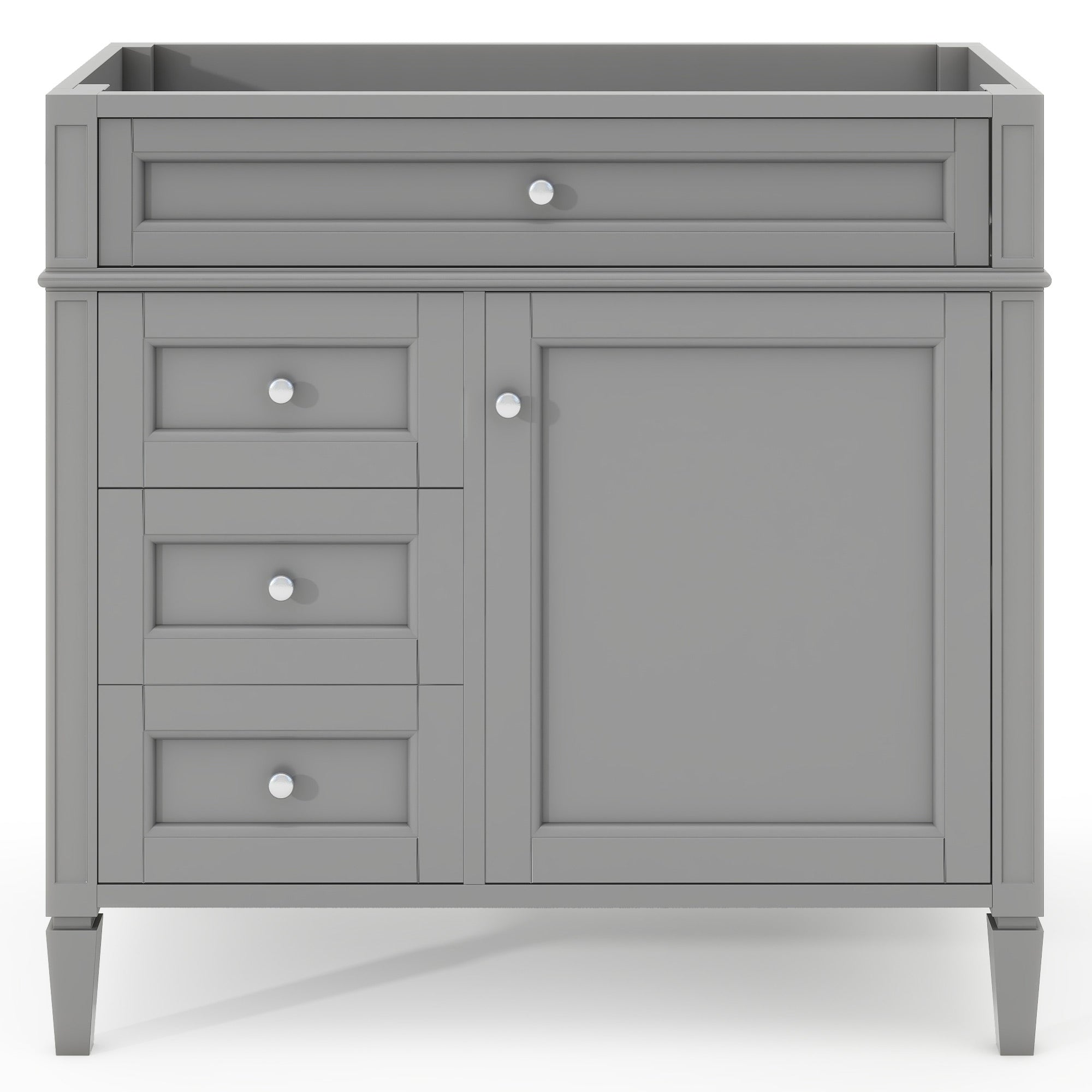 VanityFus 36-in Gray Bathroom Vanity Undermount 1 Soft Close Door 3 Drawers without Top Adjustable Shelves