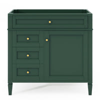 VanityFus 36-in Green Bathroom Vanity Undermount 1 Soft Close Door 3 Drawers without Top Adjustable Shelves