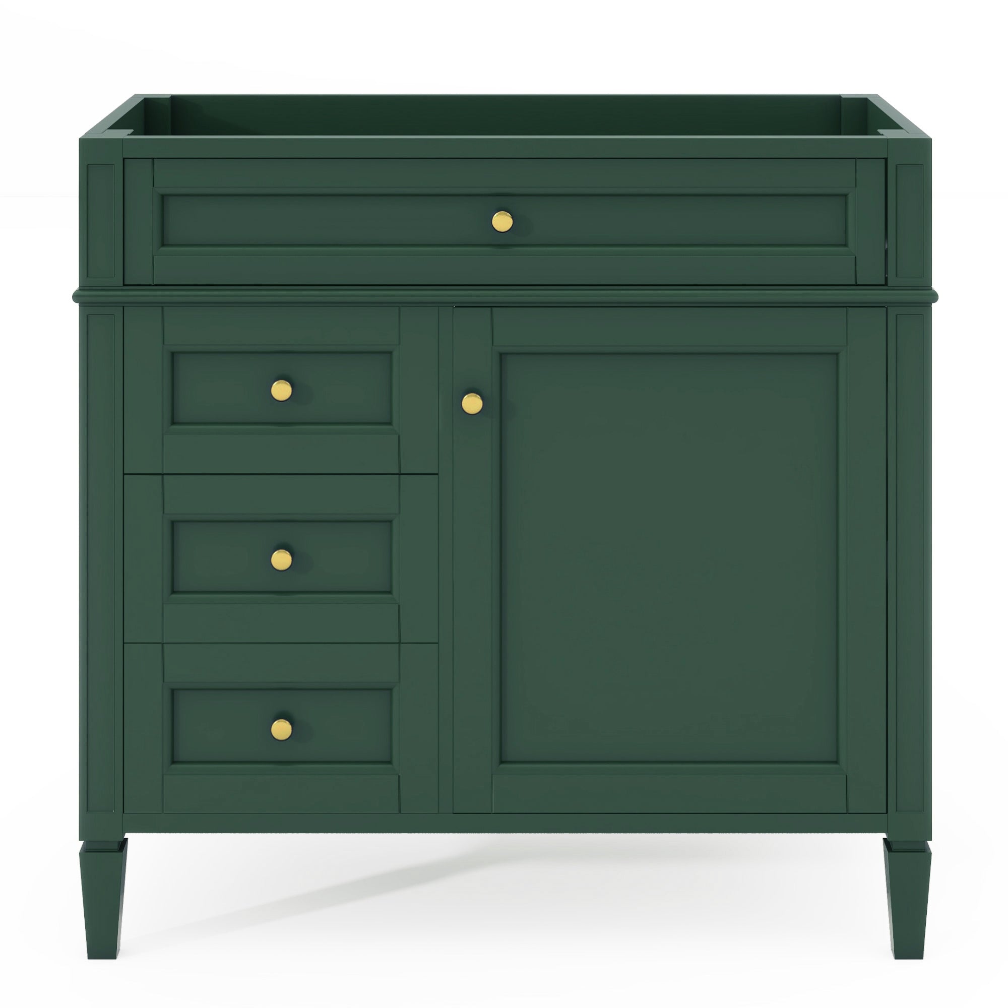 VanityFus 36-in Green Bathroom Vanity Undermount 1 Soft Close Door 3 Drawers without Top Adjustable Shelves
