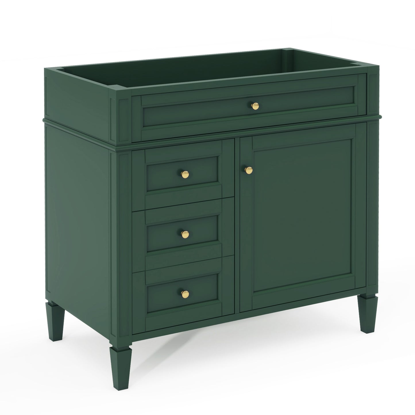 VanityFus 36-in Green Bathroom Vanity Undermount 1 Soft Close Door 3 Drawers without Top Adjustable Shelves