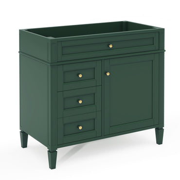 VanityFus 36-in Green Bathroom Vanity Undermount 1 Soft Close Door 3 Drawers without Top Adjustable Shelves