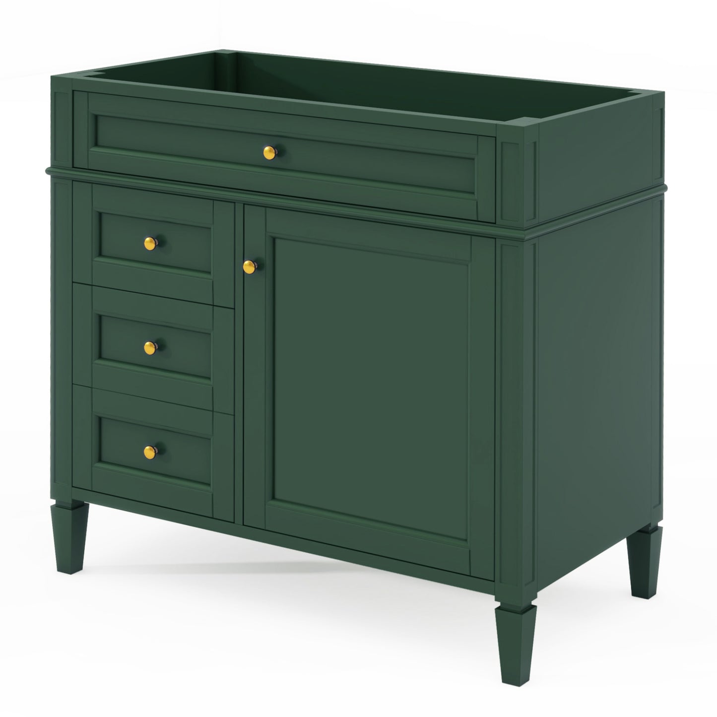 VanityFus 36-in Green Bathroom Vanity Undermount 1 Soft Close Door 3 Drawers without Top Adjustable Shelves