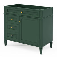 VanityFus 36-in Green Bathroom Vanity Undermount 1 Soft Close Door 3 Drawers without Top Adjustable Shelves