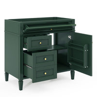 VanityFus 36-in Green Bathroom Vanity Undermount 1 Soft Close Door 3 Drawers without Top Adjustable Shelves