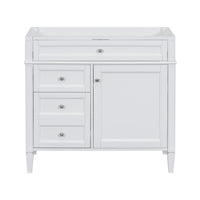 VanityFus 36-in White Bathroom Vanity Undermount 1 Soft Close Door 3 Drawers without Top Adjustable Shelves