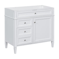 VanityFus 36-in White Bathroom Vanity Undermount 1 Soft Close Door 3 Drawers without Top Adjustable Shelves