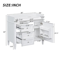 VanityFus 36-in White Bathroom Vanity Undermount 1 Soft Close Door 3 Drawers without Top Adjustable Shelves
