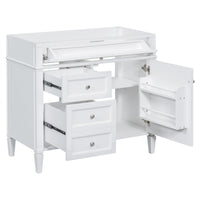 VanityFus 36-in White Bathroom Vanity Undermount 1 Soft Close Door 3 Drawers without Top Adjustable Shelves