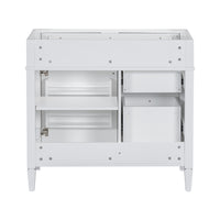VanityFus 36-in White Bathroom Vanity Undermount 1 Soft Close Door 3 Drawers without Top Adjustable Shelves