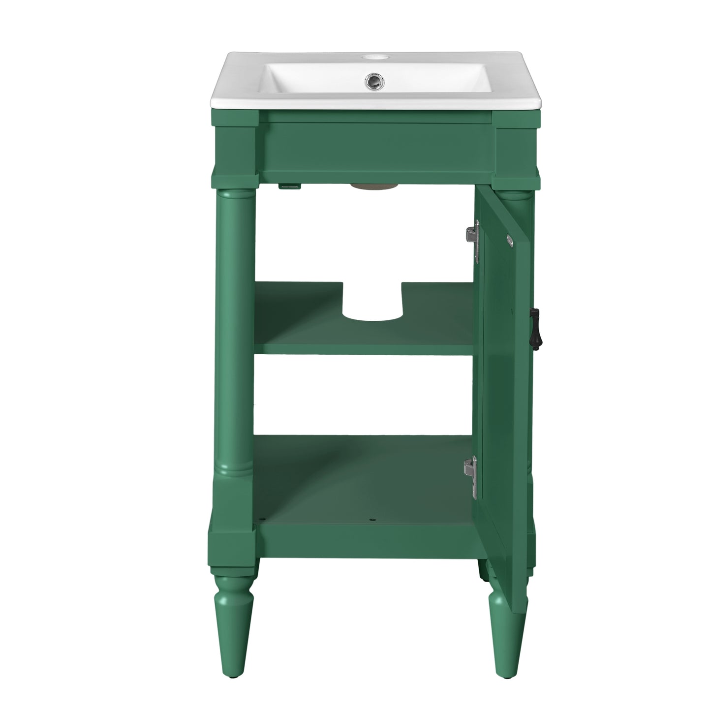 VanityFus 18-in Green Bathroom Vanity Single Sink Combo with Ceramic Top Undermount 1 Soft Close Door Adjustable Shelves