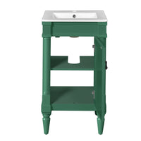 VanityFus 18-in Green Bathroom Vanity Single Sink Combo with Ceramic Top Undermount 1 Soft Close Door Adjustable Shelves