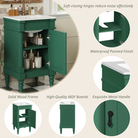 VanityFus 18-in Green Bathroom Vanity Single Sink Combo with Ceramic Top Undermount 1 Soft Close Door Adjustable Shelves