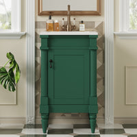 VanityFus 18-in Green Bathroom Vanity Single Sink Combo with Ceramic Top Undermount 1 Soft Close Door Adjustable Shelves