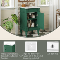 VanityFus 18-in Green Bathroom Vanity Single Sink Combo with Ceramic Top Undermount 1 Soft Close Door Adjustable Shelves