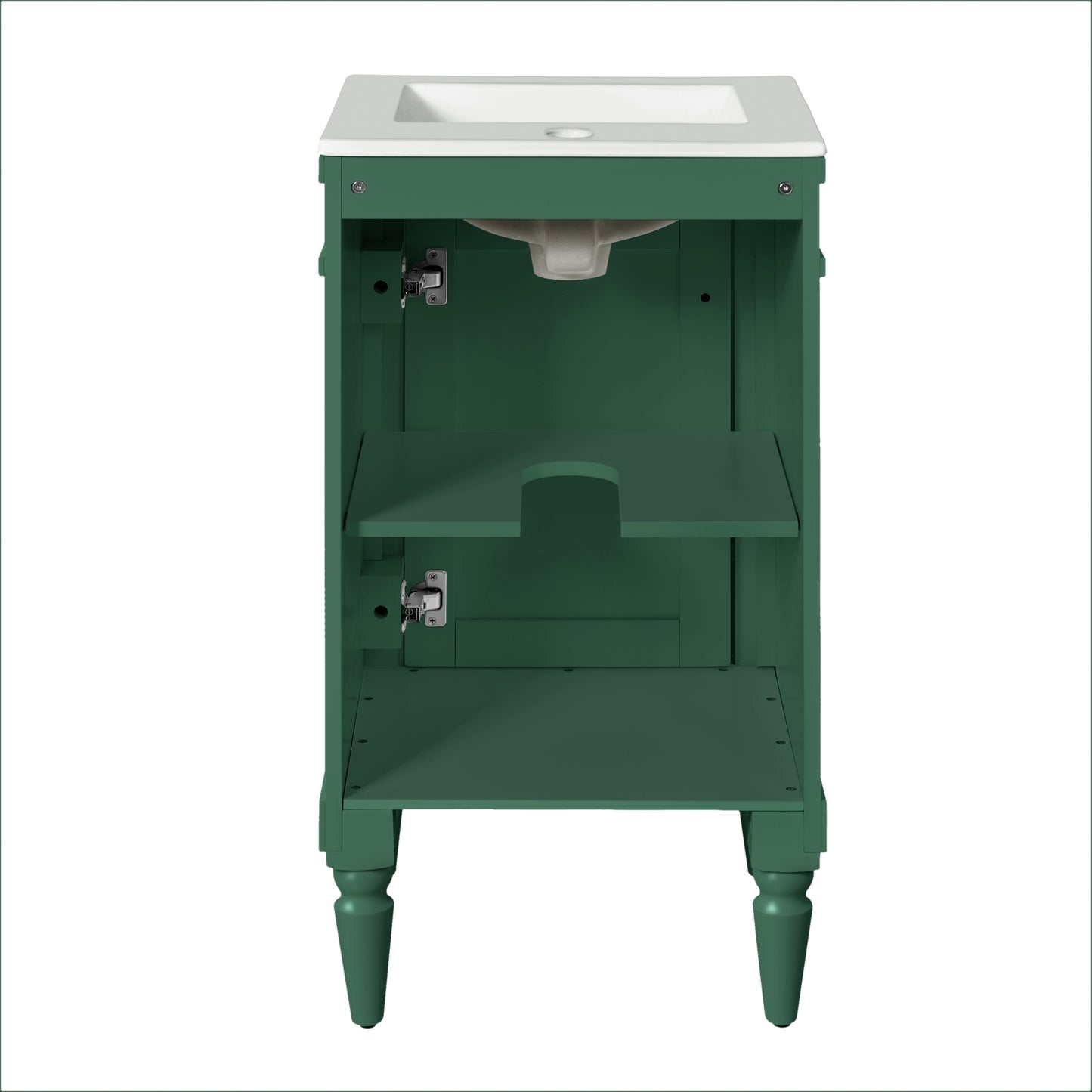 VanityFus 18-in Green Bathroom Vanity Single Sink Combo with Ceramic Top Undermount 1 Soft Close Door Adjustable Shelves