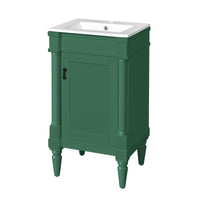 VanityFus 18-in Green Bathroom Vanity Single Sink Combo with Ceramic Top Undermount 1 Soft Close Door Adjustable Shelves
