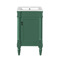 VanityFus 18-in Green Bathroom Vanity Single Sink Combo with Ceramic Top Undermount 1 Soft Close Door Adjustable Shelves