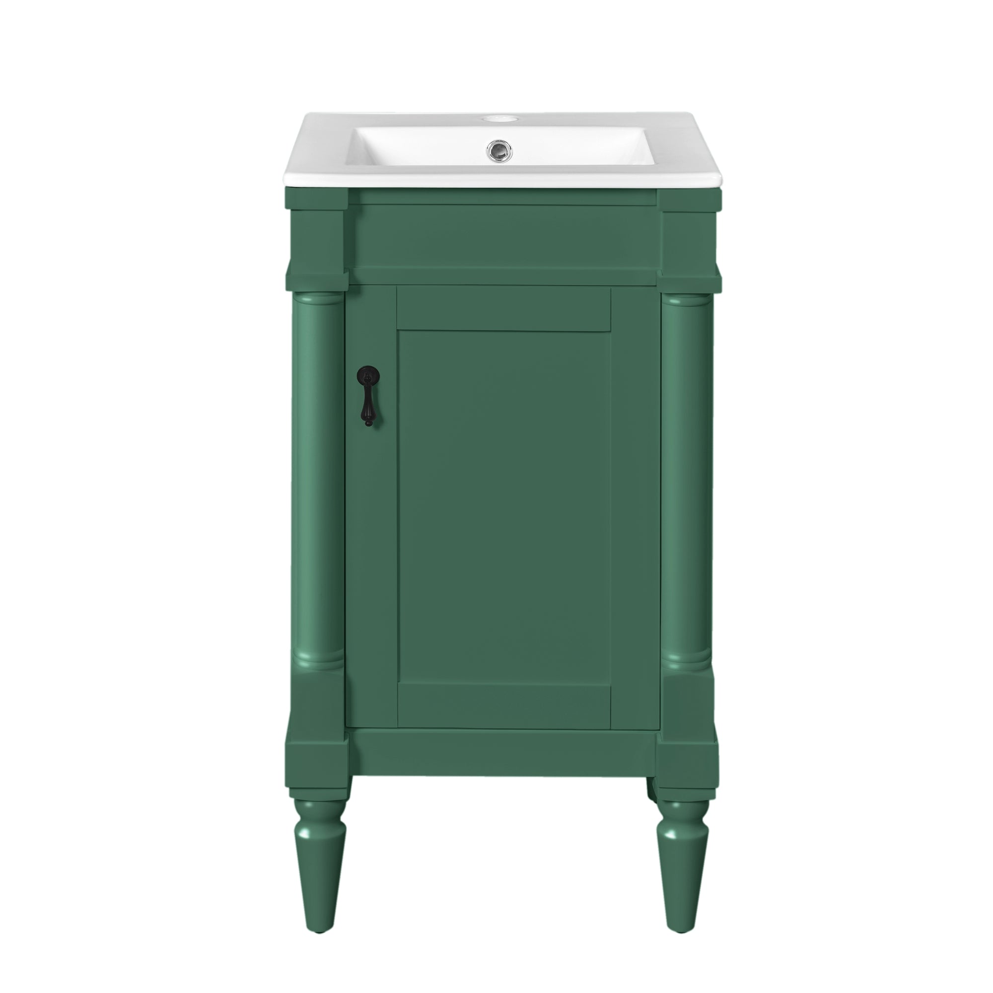 VanityFus 18-in Green Bathroom Vanity Single Sink Combo with Ceramic Top Undermount 1 Soft Close Door Adjustable Shelves