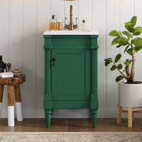 VanityFus 18-in Green Bathroom Vanity Single Sink Combo with Ceramic Top Undermount 1 Soft Close Door Adjustable Shelves