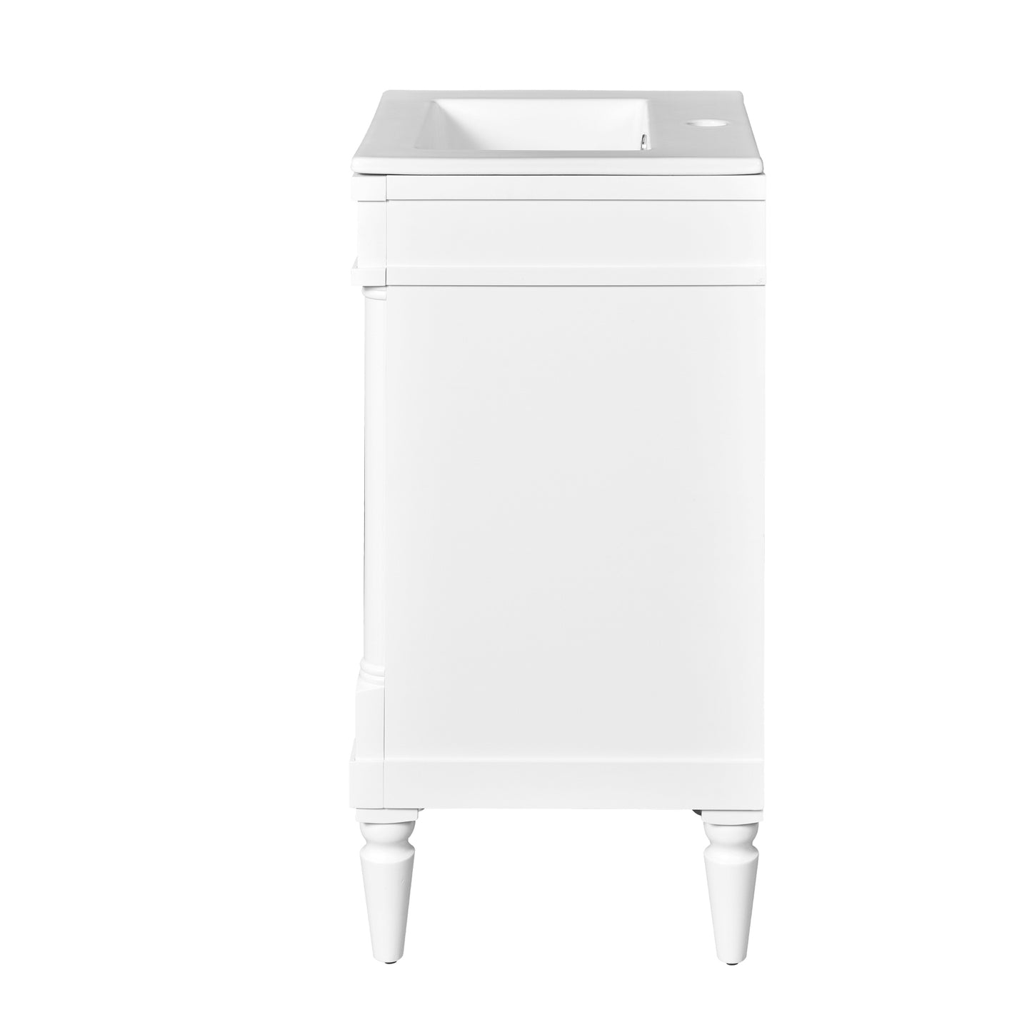 VanityFus 18-in White Bathroom Vanity Single Sink Combo with Ceramic Top Undermount 1 Soft Close Door Adjustable Shelves