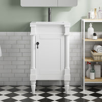 VanityFus 18-in White Bathroom Vanity Single Sink Combo with Ceramic Top Undermount 1 Soft Close Door Adjustable Shelves