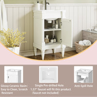 VanityFus 18-in White Bathroom Vanity Single Sink Combo with Ceramic Top Undermount 1 Soft Close Door Adjustable Shelves