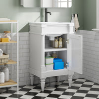 VanityFus 18-in White Bathroom Vanity Single Sink Combo with Ceramic Top Undermount 1 Soft Close Door Adjustable Shelves