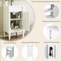 VanityFus 18-in White Bathroom Vanity Single Sink Combo with Ceramic Top Undermount 1 Soft Close Door Adjustable Shelves