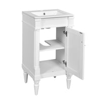 VanityFus 18-in White Bathroom Vanity Single Sink Combo with Ceramic Top Undermount 1 Soft Close Door Adjustable Shelves
