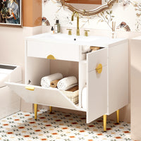VanityFus 36-in White Bathroom Vanity Single Sink Combo Resin Top Undermount with 2 Soft Close Doors