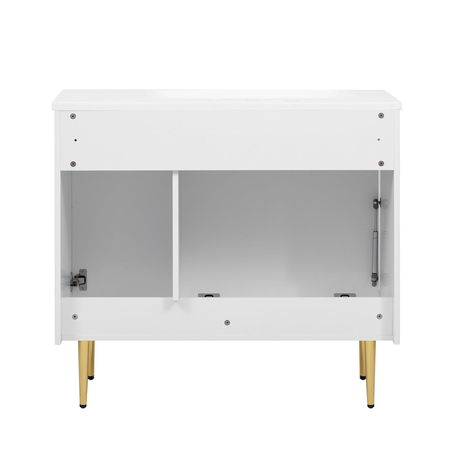 VanityFus 36-in White Bathroom Vanity Single Sink Combo Resin Top Undermount with 2 Soft Close Doors
