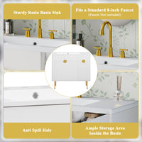 VanityFus 36-in White Bathroom Vanity Single Sink Combo Resin Top Undermount with 2 Soft Close Doors