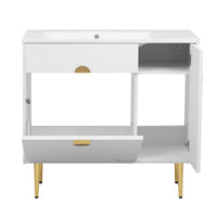 VanityFus 36-in White Bathroom Vanity Single Sink Combo Resin Top Undermount with 2 Soft Close Doors