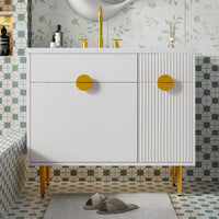 VanityFus 36-in White Bathroom Vanity Single Sink Combo Resin Top Undermount with 2 Soft Close Doors