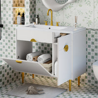 VanityFus 36-in White Bathroom Vanity Single Sink Combo Resin Top Undermount with 2 Soft Close Doors