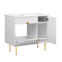 VanityFus 36-in White Bathroom Vanity Single Sink Combo Resin Top Undermount with 2 Soft Close Doors